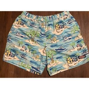 Vineyard Vines Men's Surf Swim Trunks Size XL Blue Watercolor Print